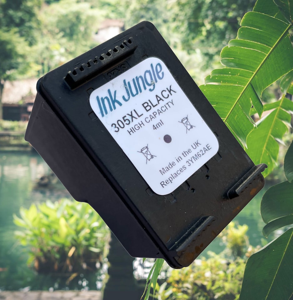 image 1 of 2x Ink Jungle 305XL Black Refilled Ink Cartridges - Replaces HP 305XL Black