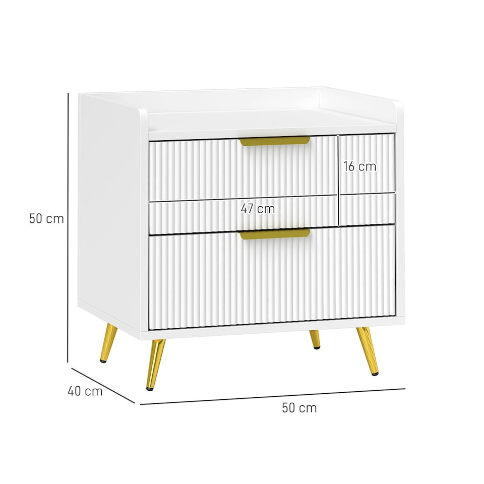 image 1 of HOMCOM Bedside Table with 2 Drawers for Bedroom, Living Room, White