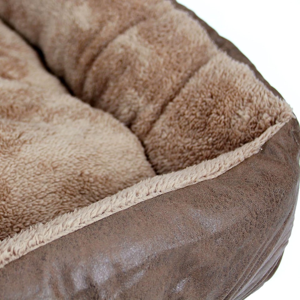 image 1 of Actiaspet Deluxe Faux Leather Dog Bed with Anti-Slip Bottom (XX-Large)