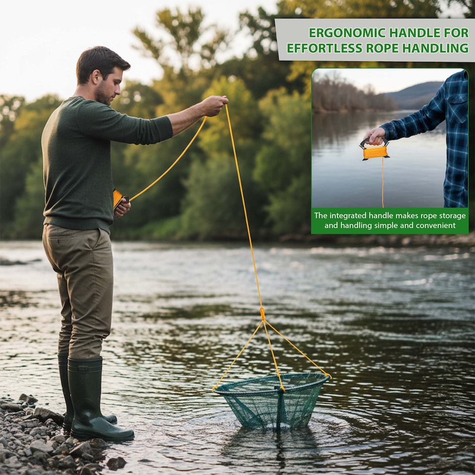 image 1 of 2 x CRAB FISH CRAYFISH LOBSTER DROP NET BAIT CLIP & ROPE SAFE CRABBING BASKET