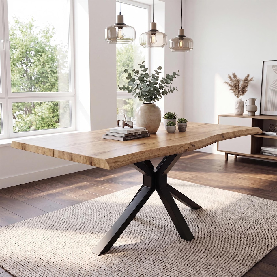 image 1 of Modern Dining Table with 4 Grey Plastic Chairs with faux leather padded seats