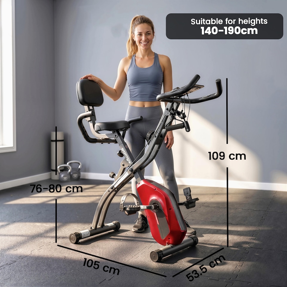 image 1 of SPORTNOW Folding Exercise Bike with Resistance Bands