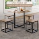 image 4 of HOMCOM 5 Piece Dining Table and Chairs Set 4, Industrial Space Saving Table and Chairs with Metal Frame, Square Kitchen Table and Stools for Dining Room, Brown