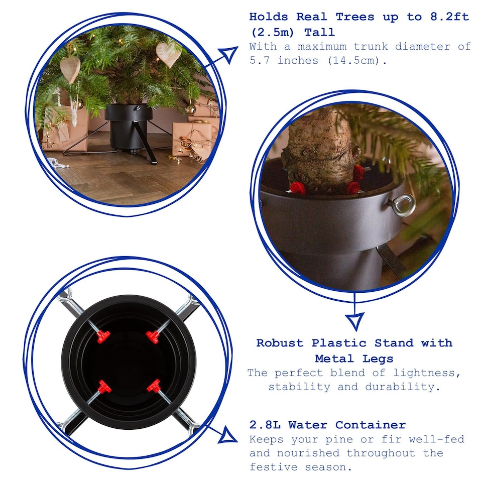 image 1 of Harbour Housewares Classic Real Christmas Tree Stand - 5.5in - Green/Red