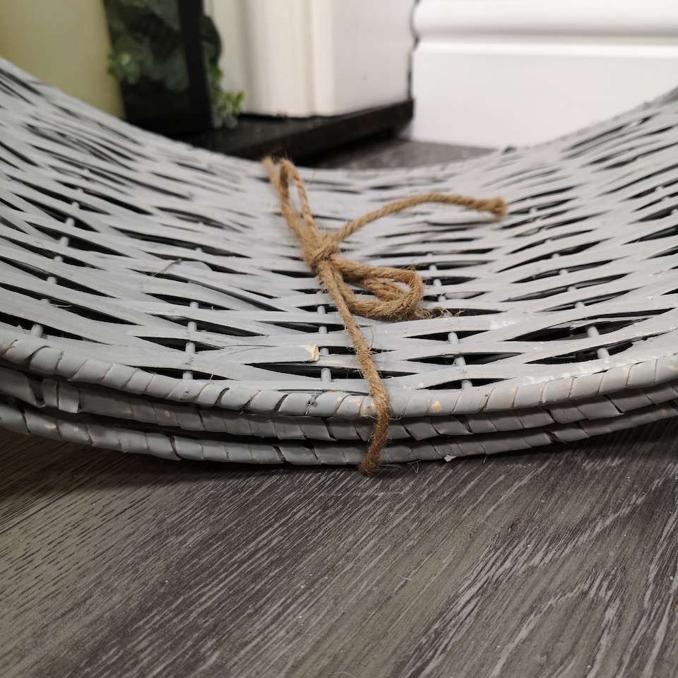 image 1 of 40/58cm Samuel Alexander KD Willow Christmas Tree Skirt Wicker Rattan- Medium Light Grey