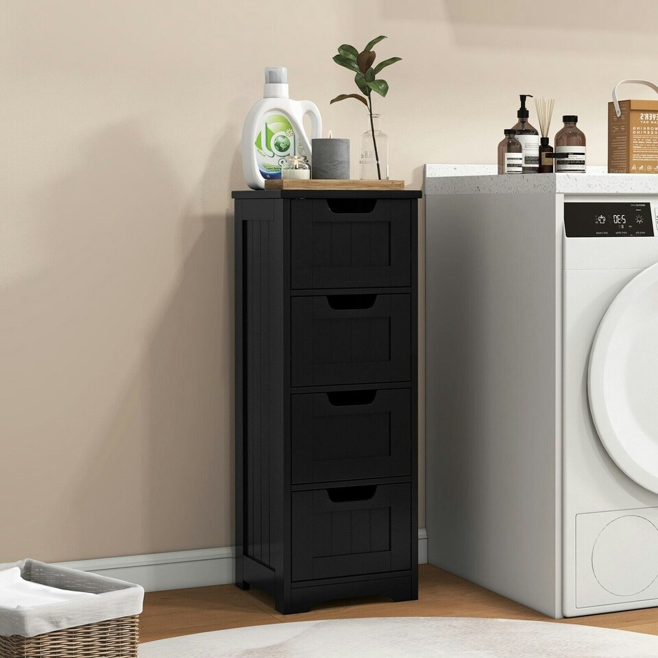 image 1 of COSTWAY Bathroom Storage Cabinet Storage Organizer Black Grey