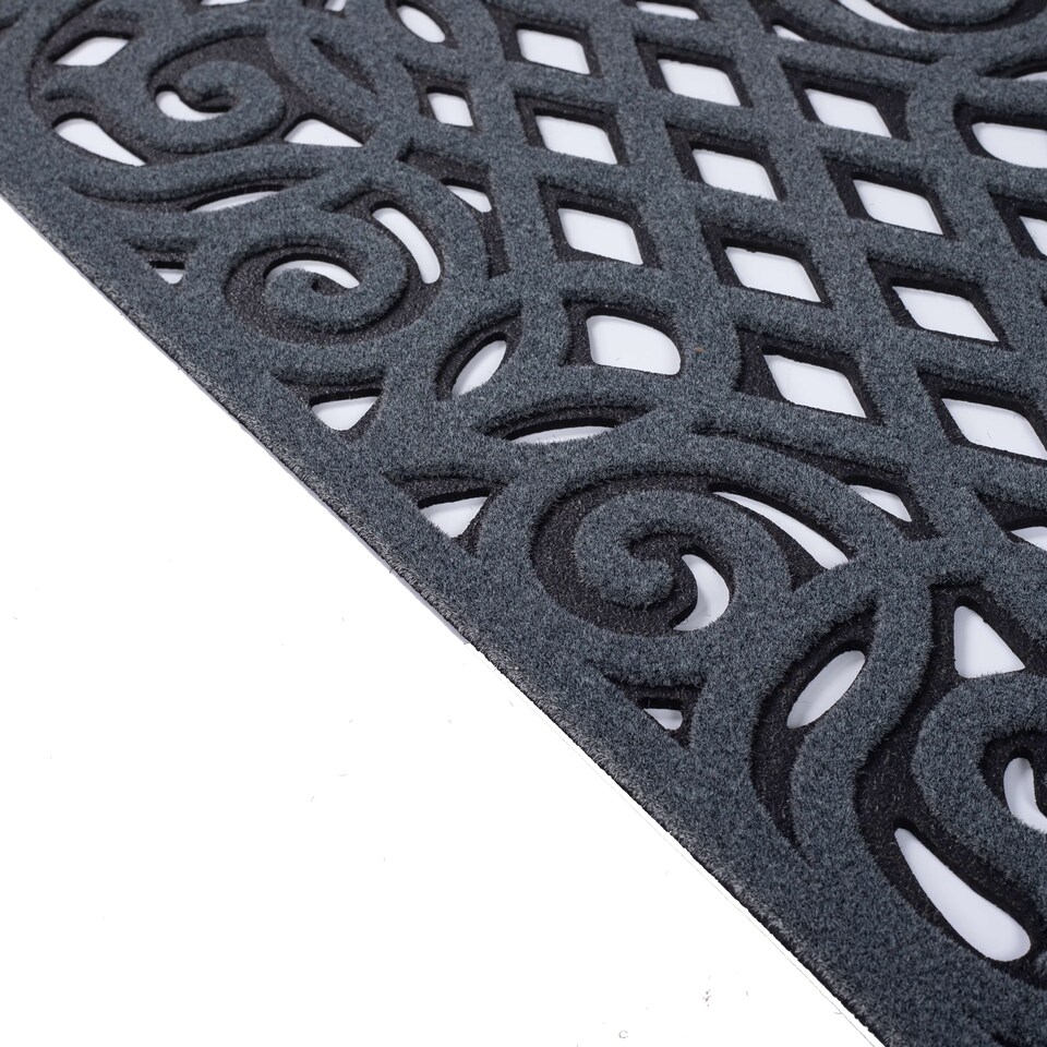 image 1 of Nicoman Victorian Style Rubber Outdoor Door Mat Grey 90 x 60cm