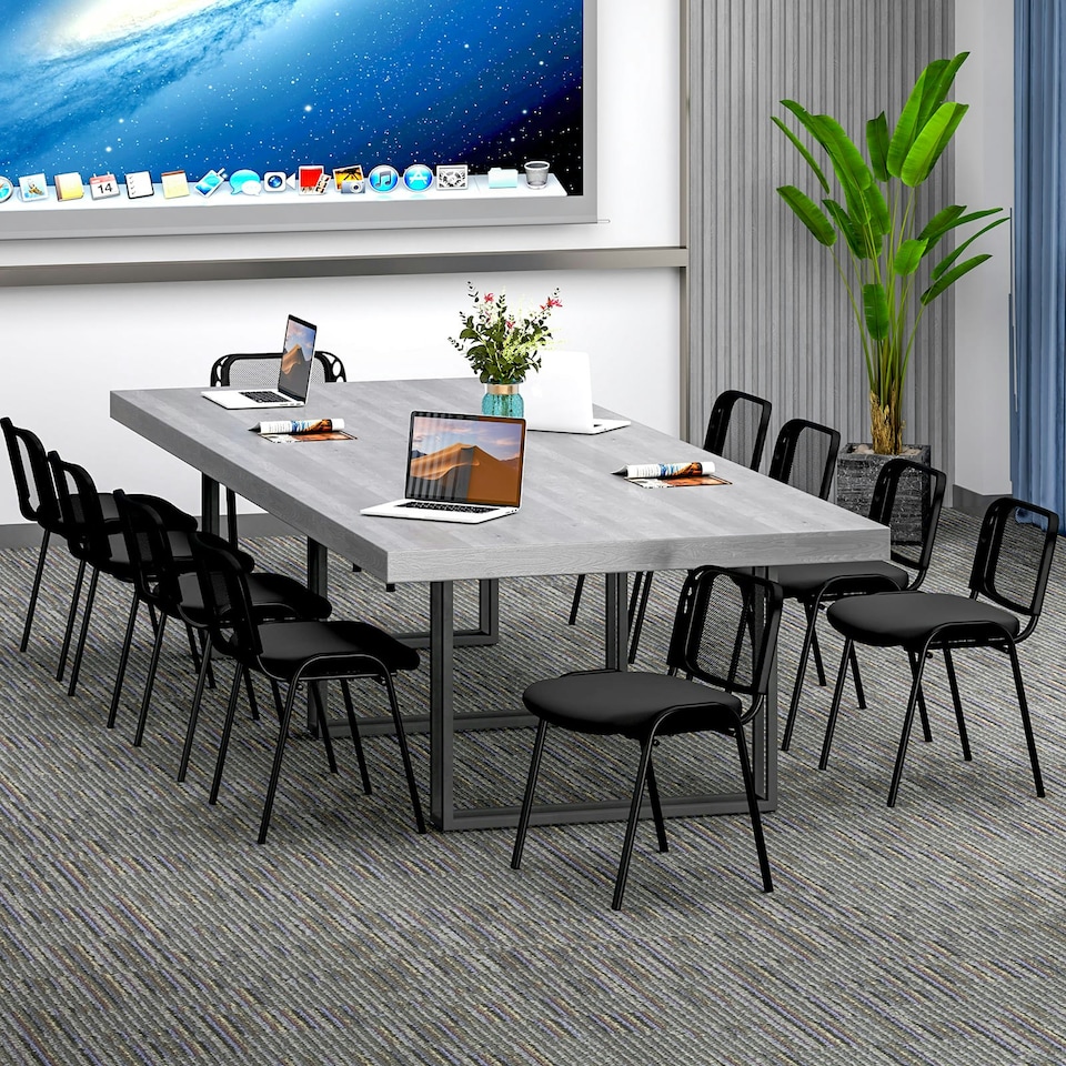 image 1 of COSTWAY 5 Piece Stackable Upholstered Armless Reception Chair Black