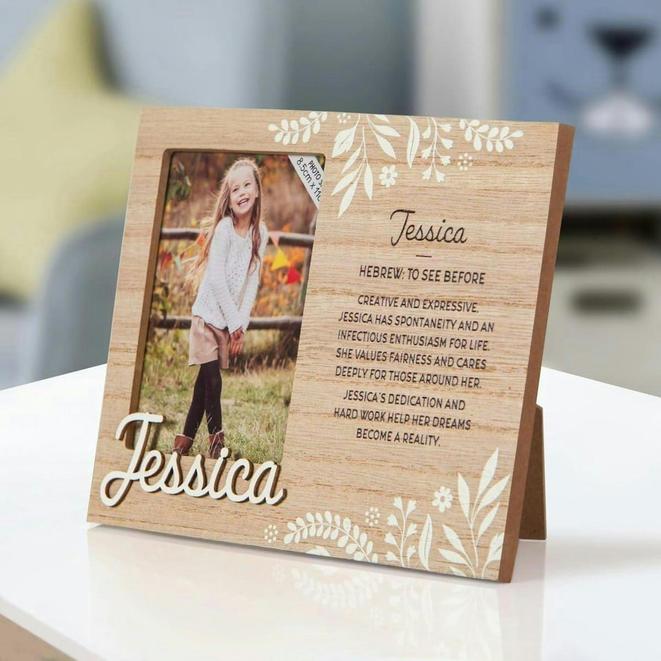 image 1 of History & Heraldry Pre-Personalised Kids Wooden Picture Frame - Jessica