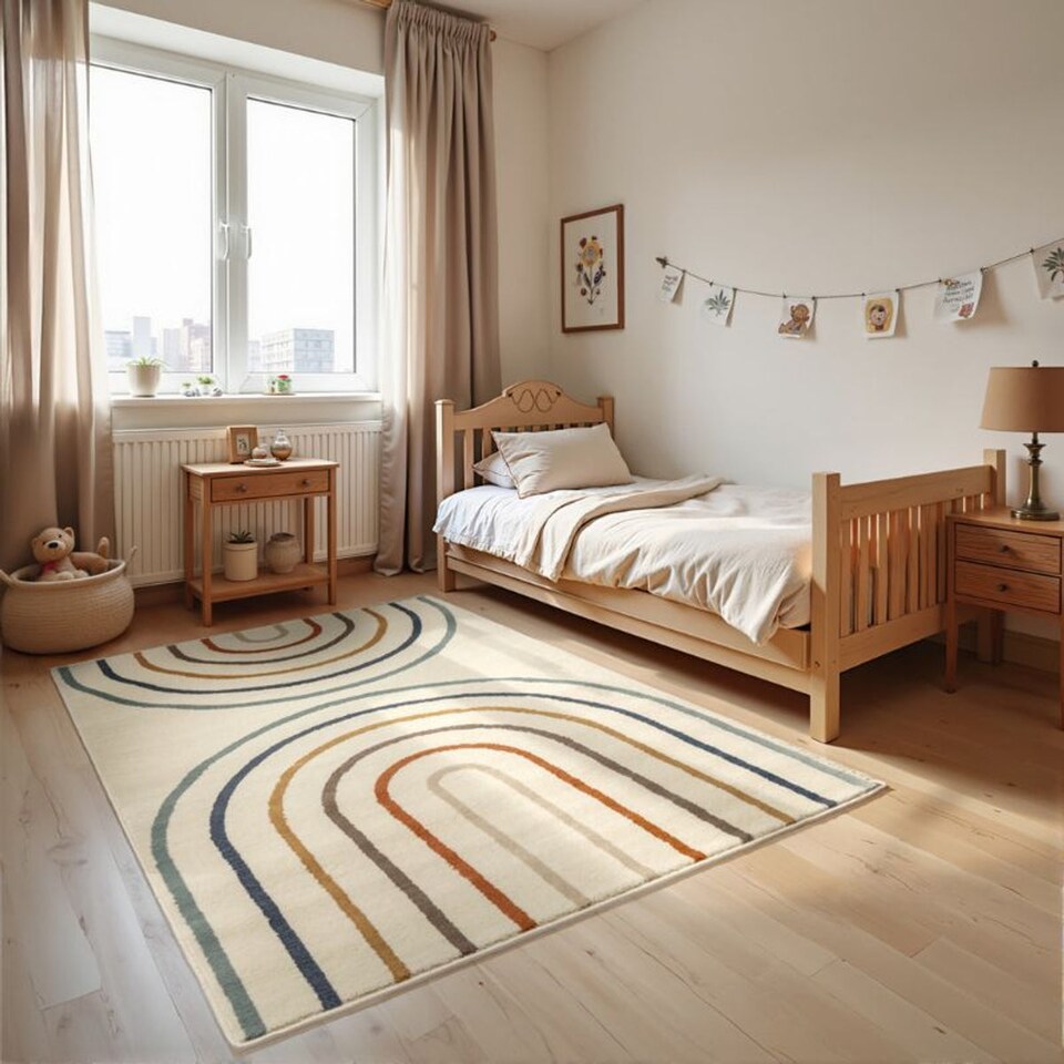 image 1 of The Rugs Adventures Kids Rainbow Polypropylene Short Pile Floor Rug and Runner