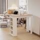 image 2 of HOMCOM Bar Table Coffee Table Kitchen Dining Table with 4-Tier Shelf Natural