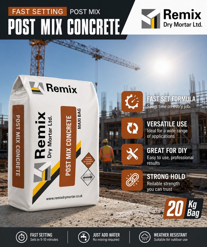 image 1 of Rapid Post Mix Cement Concrete Fence Post Quick Set No Mixing 20KG Gate Post