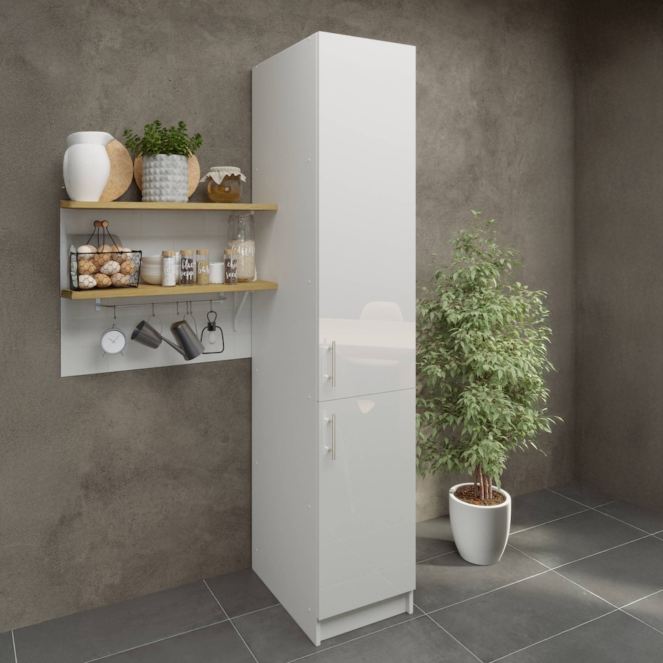 image 1 of JD Greta Kitchen Base Tall Larder Unit 400mm With Doors 40cm - White Gloss