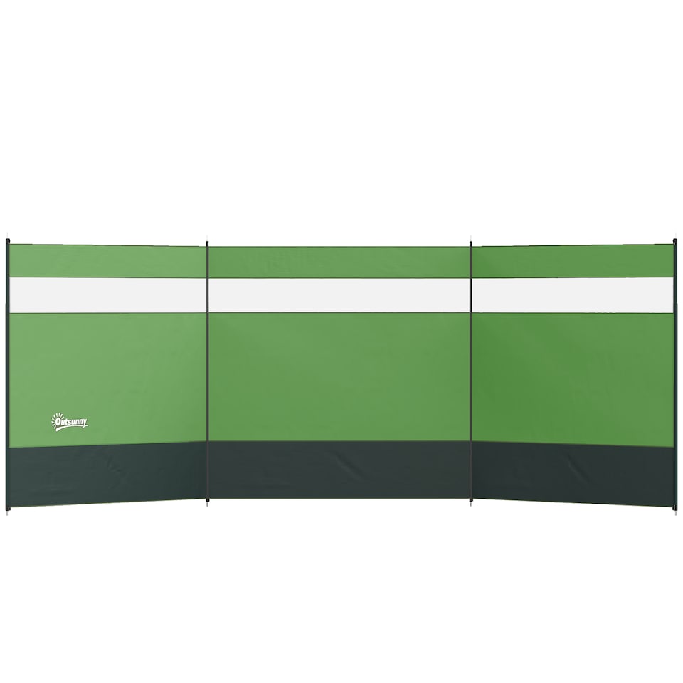 image 1 of Outsunny Camping Windbreaks with Clear Windows and Carry Bag | Green | Army Green | 440 x 140 cm