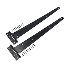18” (450mm) Heavy Duty T Tee Hinges for Doors + Gates with Fixing Screws 2pc Black