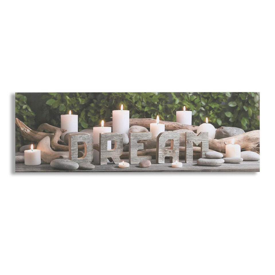 image 1 of Art for the Home Typography Dream LED Printed Canvas | Green