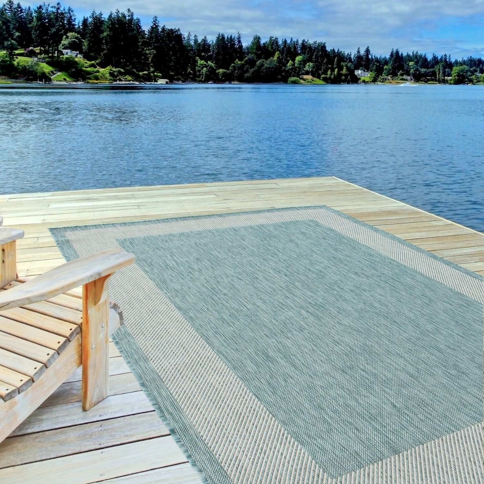 image 1 of The Rugs Outdoor Indoor Bordered Garden Patio Rug Weather Resistant | 200
