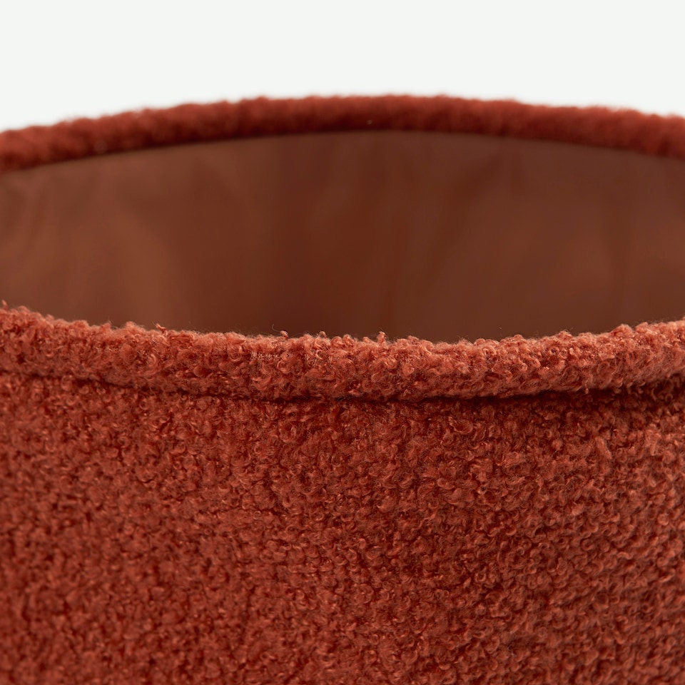 image 1 of OHS Teddy Fleece Boucle Toy Storage Organiser Clothes Laundry Basket Orange | Rust