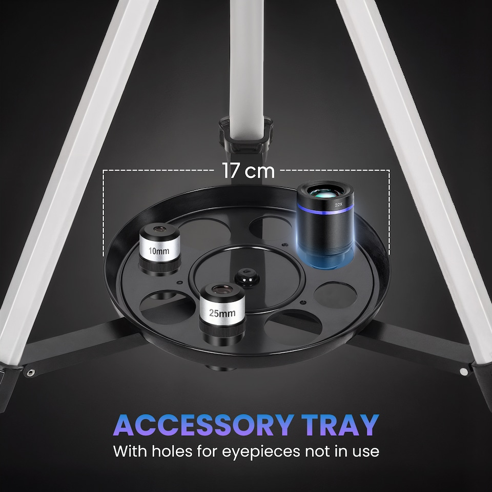 image 1 of Outsunny Astronomy Telescope for Adults and Beginners, 70 mm Aperture Portable Refractor Telescope with 40X/16X Magnification, Adjustable Tripod, Carry Bag for Travel, White