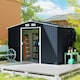 image 2 of Outsunny 9 x 6FT Galvanised Garden Storage Shed with Sliding Door, Dark Grey