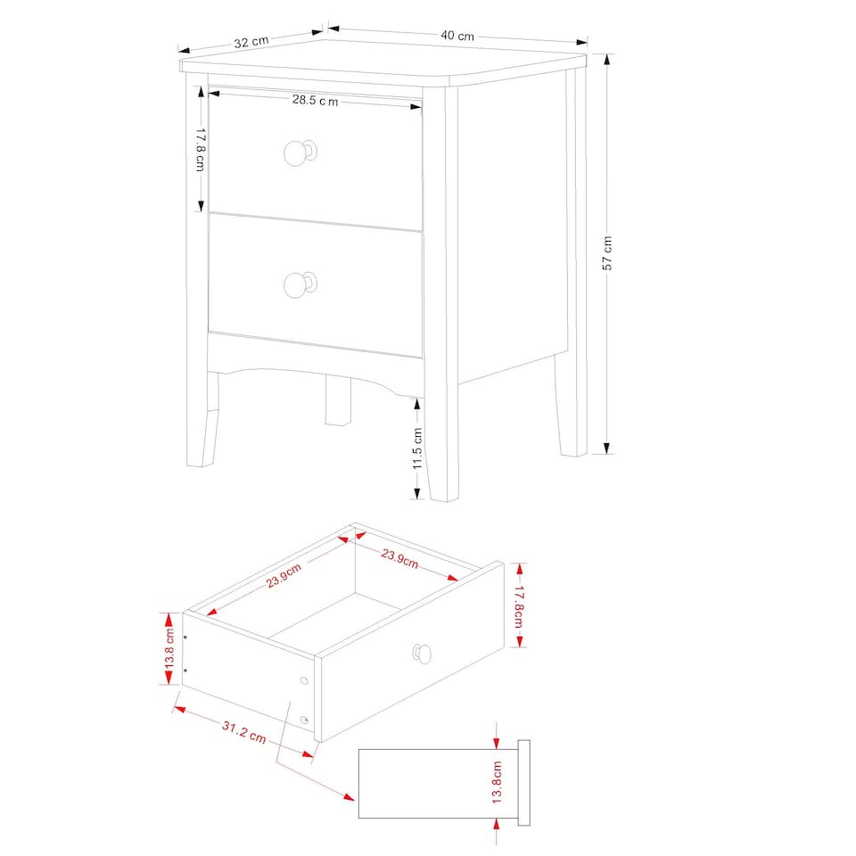 image 1 of Como 2 Drawer Bedside Cabinet - Shaker-Style Design for Modern Compact Living | White | White | One Size | 1