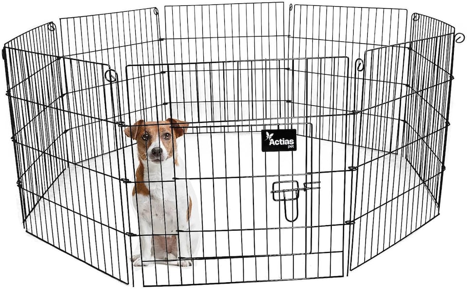 image 1 of Actiaspet Black Metal Drop Pin Play Pen Available in 4 Different Sizes (Black, Small, 8)
