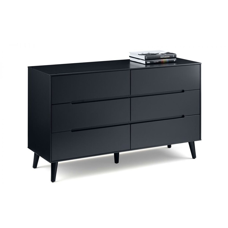 image 1 of Retro Anthracite Wide Chest - 6 Drawers