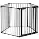 image 8 of PawHut Pet Safety Gate 5 Panels Playpen Metal Fence w/ Walk Through Door - Black