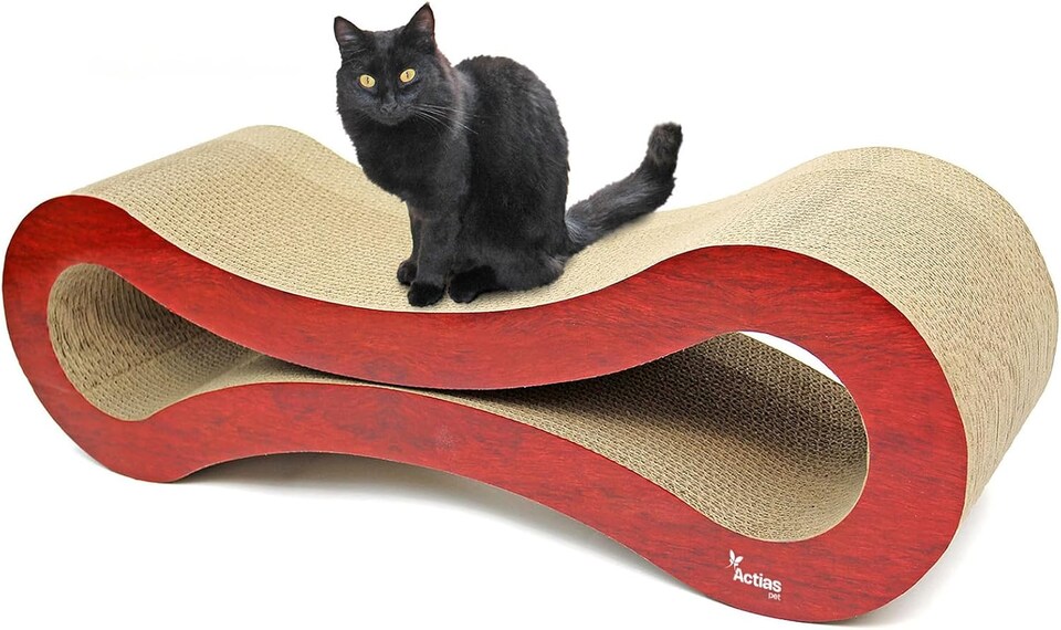 image 1 of Actiaspet - Large Cardboard Corrugated Sofa Bed Cat Scratcher with Free Catnip (Wood Effect)