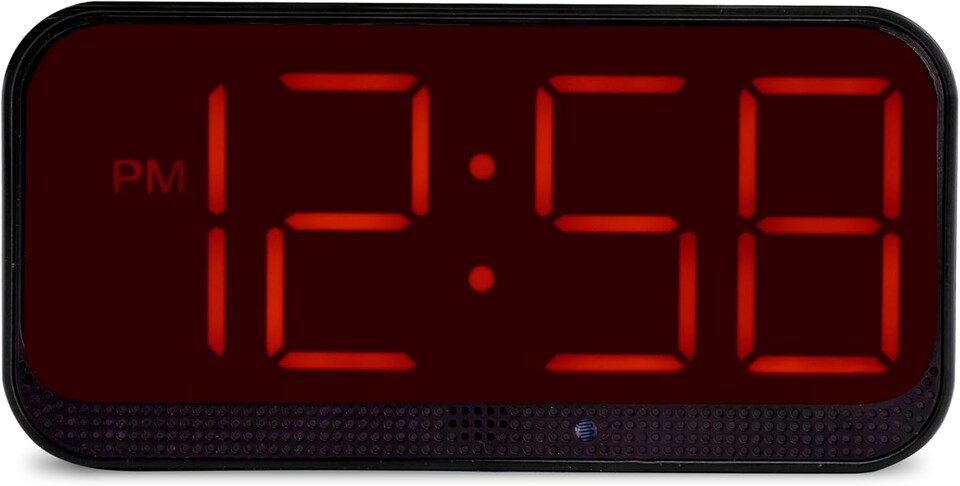 image 1 of Acctim Silas LED Wireless Alarm Clock, 2-inch Display with Adjustable Volume and Brightness | Black | Black/Red
