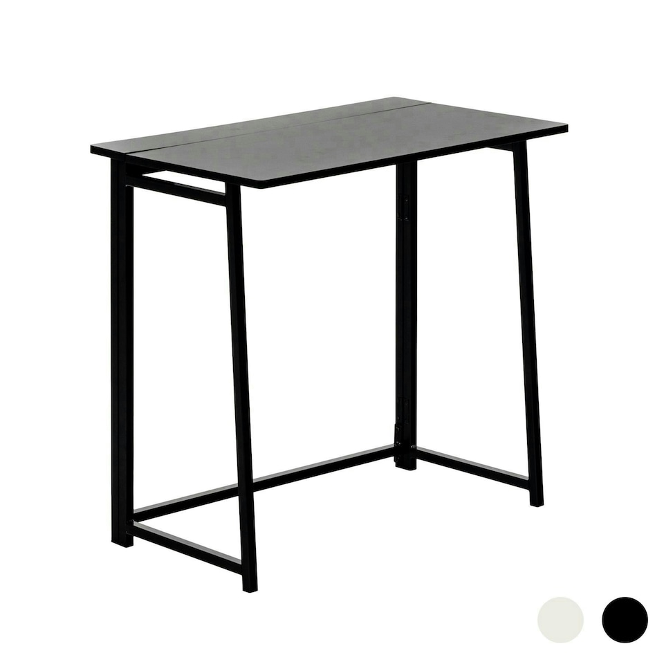 image 1 of Harbour Housewares Deluxe Wooden Folding Desk - 80cm - Black - Computer Desk Laptop Desk Office Desk PC Desk Black