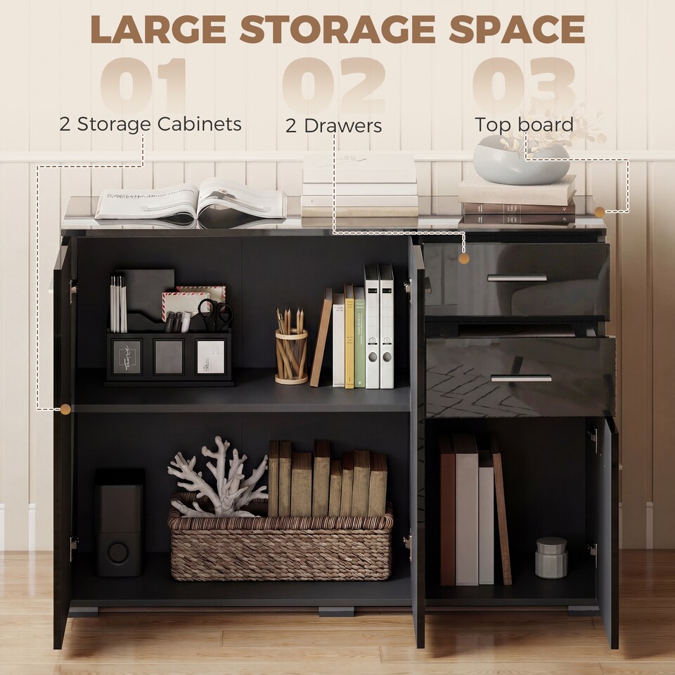 image 1 of HOMCOM Modern Sideboard Kitchen Storage Cabinet