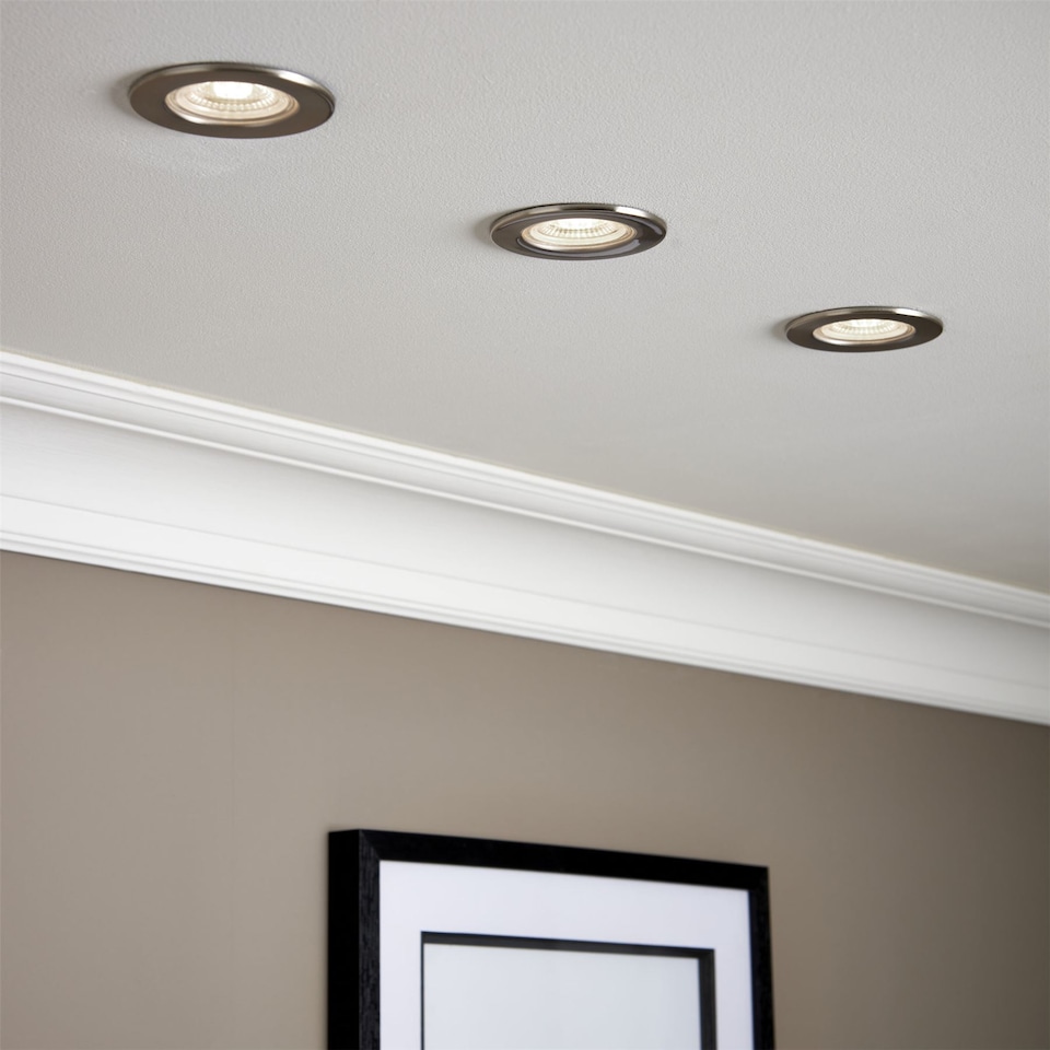 image 1 of Set of 10 Satin Nickel Fire Rated 6W LED 4000K Recessed Downlights