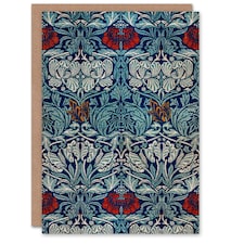 William Morris Art Card Tulip and Rose Floral Pattern