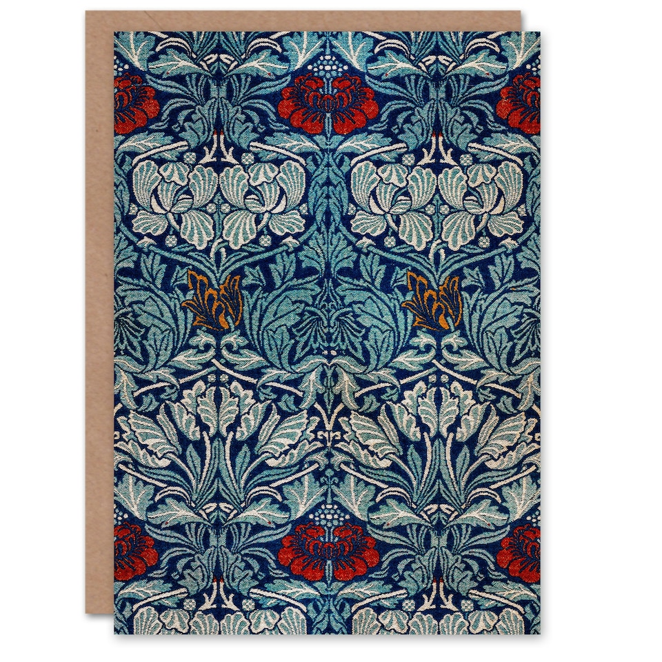image 1 of William Morris Art Card Tulip and Rose Floral Pattern