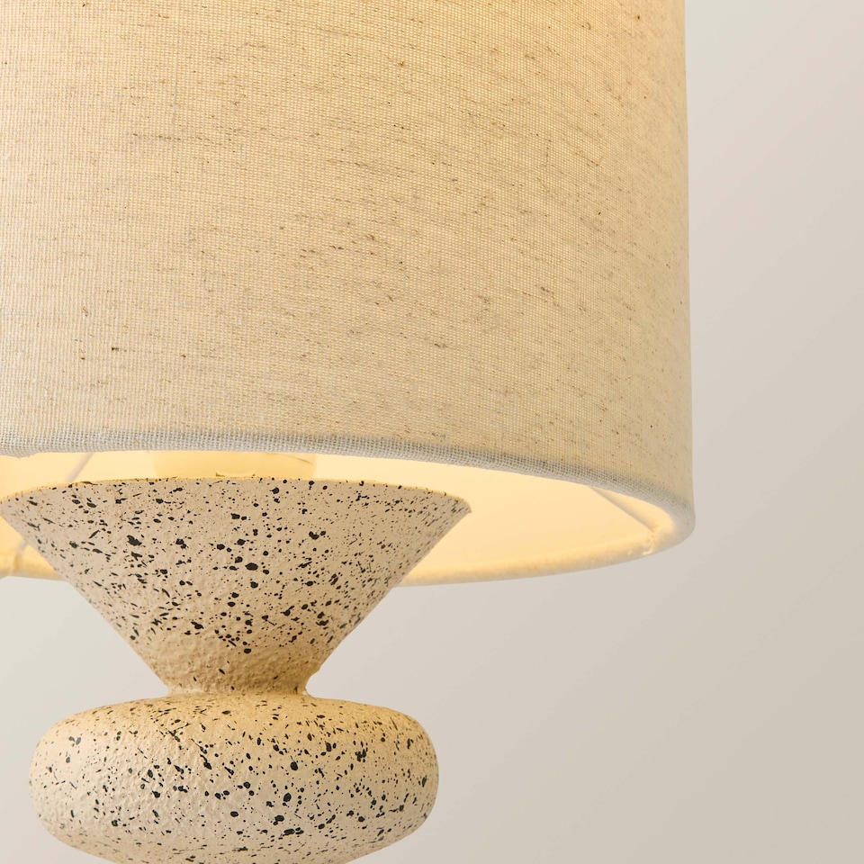 image 1 of ValueLights Cady Stone Effect Natural Table Lamp with Drum Shade