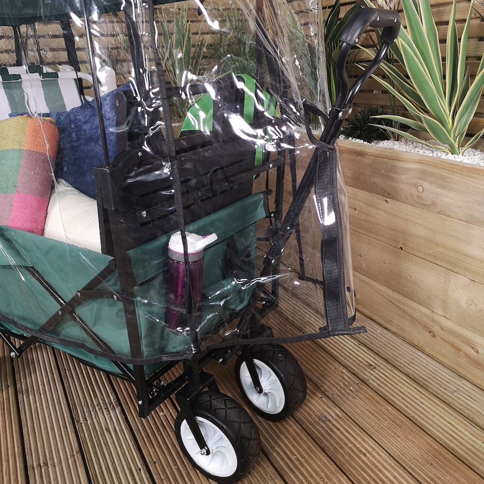 image 1 of Folding Festival Camping Storage Trolley with Canopy & Waterproof Cover 100Kg capacity