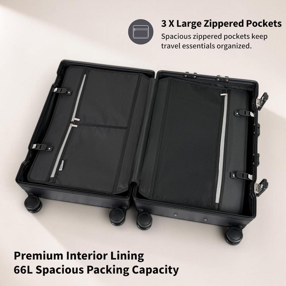 image 1 of Zipperless Polycarbonate Suitcase, Hard Shell, TSA Lock, 4 Wheels