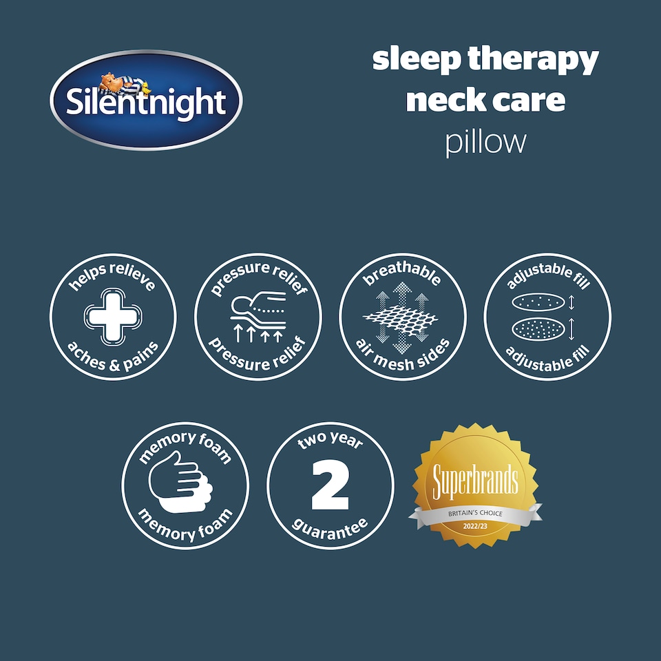 image 1 of Silentnight Sleep Therapy Neck Support Pillow, Ergonomic, Breathable, Pain and Stiffness Relief