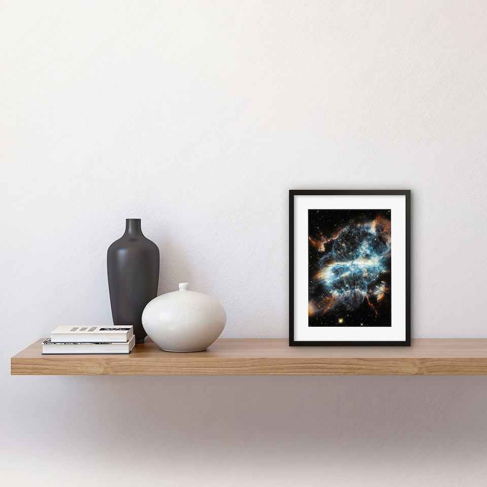 image 1 of NASA Hubble Space Planetary Nebula Blue Gas Clouds 9x7" Black Framed Wall Art Print