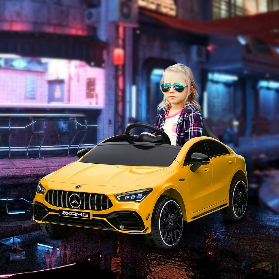 image 1 of AIYAPLAY Mercedes-Benz AMG CLA 45 Licensed 12V Ride on Car w/ Music - Yellow