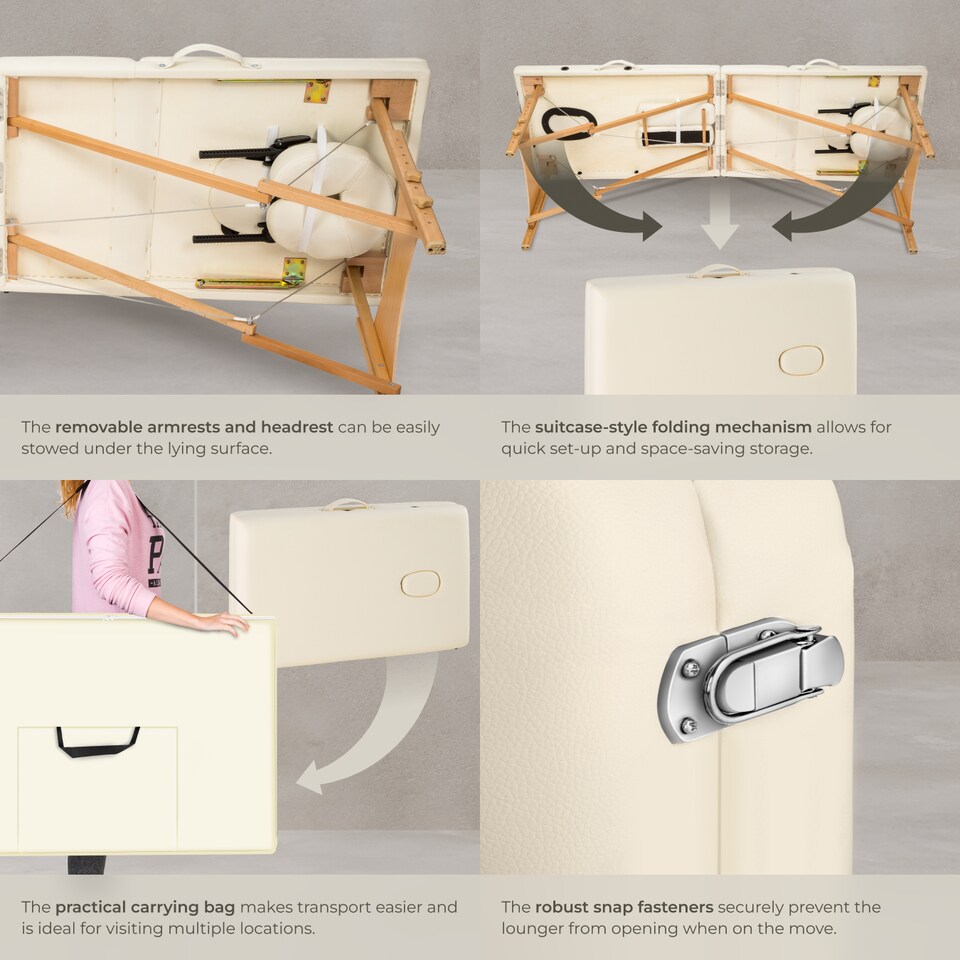 image 1 of Massage Table Daniel - 3-zones, carry bag, head and armrests, 5 cm thick padding | Cream | beige | 1