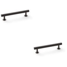 2 PACK - Round T Bar Pull Handle - Dark Bronze - 128mm Centres SOLID BRASS Drawer Door