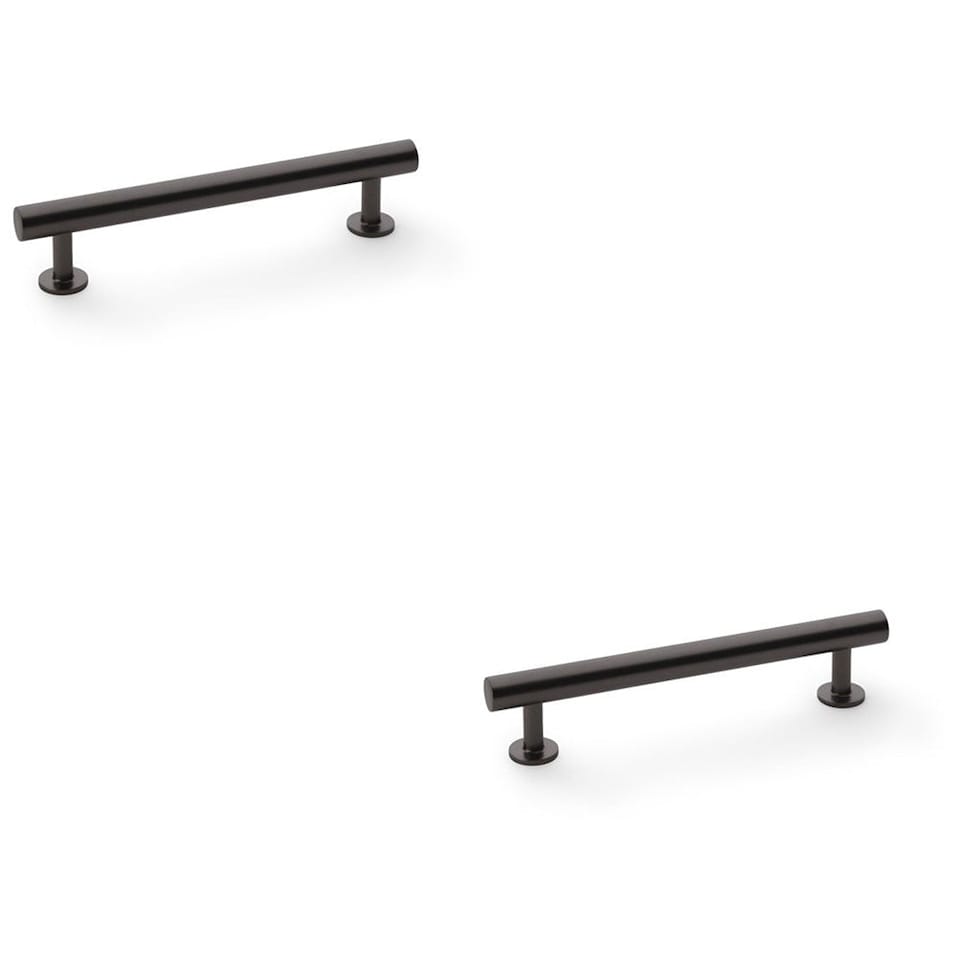image 1 of 2 PACK - Round T Bar Pull Handle - Dark Bronze - 128mm Centres SOLID BRASS Drawer Door