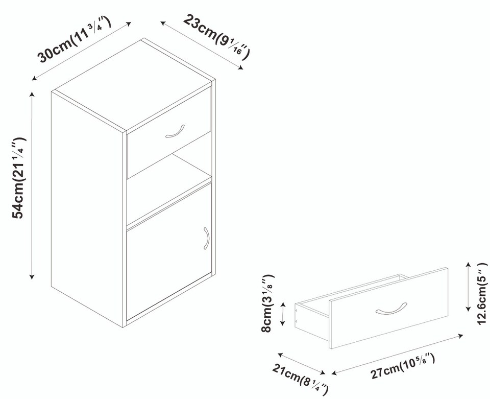 image 1 of 1-Drawer 1-Door Wooden Bedside Table | Grey | Unit Colour: Grey | 1
