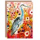 image 1 of Greeting Card Heron Bird in Colourful Abstract Flower Field Birthday