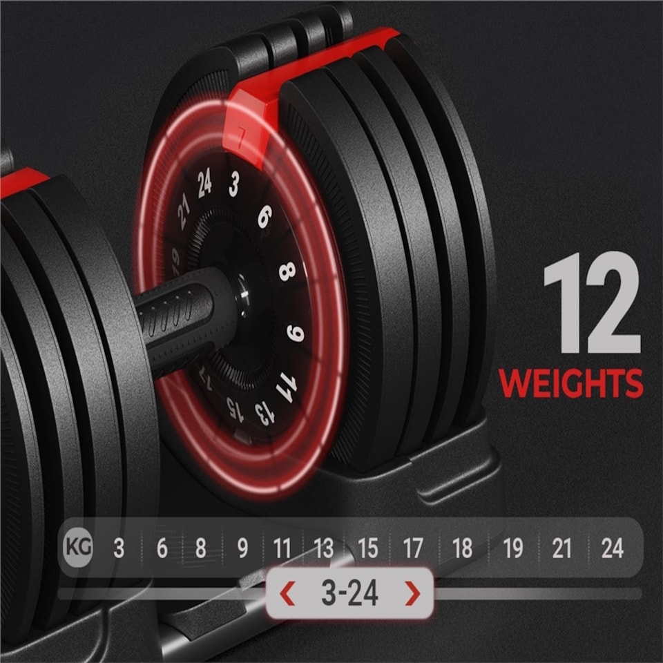 image 1 of Yaheetech 3-24KGS Adjustable Dumbbell Black