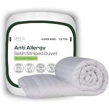 MHG Living 7.5 Tog Summer Striped Duvet|Anti-Allergy Hypoallergenic Hollowfibre Quilt-Super King