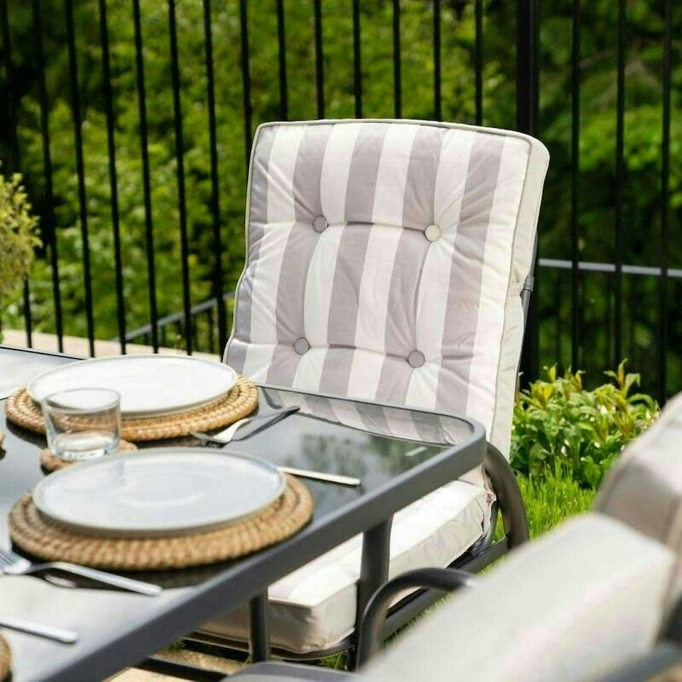 image 1 of Hectare 6 Seater Outdoor Furniture Rectangular Glass Table with Parasol Grey