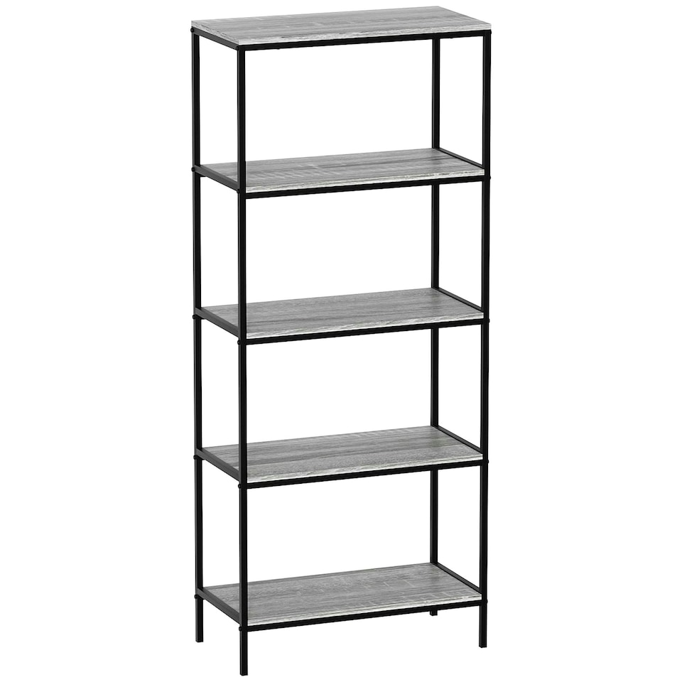 image 1 of Vida Designs Brooklyn 5 Tier Bookcase Industrial Style Display Storage, Grey